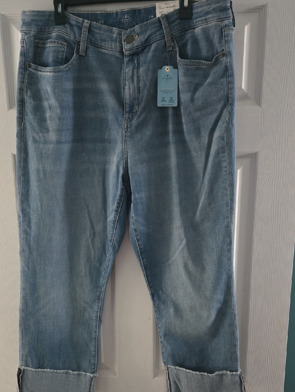 St. John's Bay Women's Straight Jeans in Light Blue Wash
